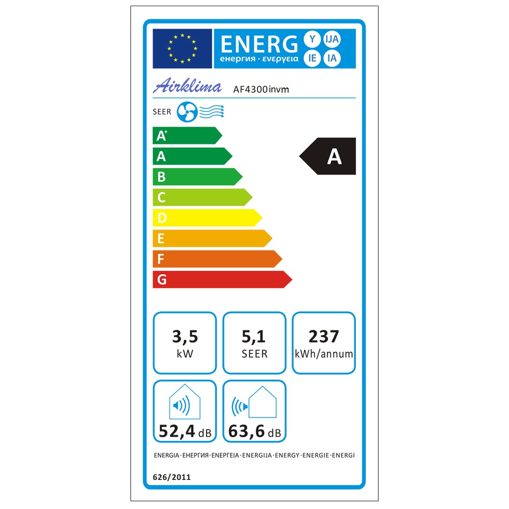 Fenster Klimagerät, Airklima, 0.5 - 4.3 kW Inverter AF4300invm